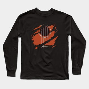 Ripped Ukulele Mahogany Color Long Sleeve T-Shirt